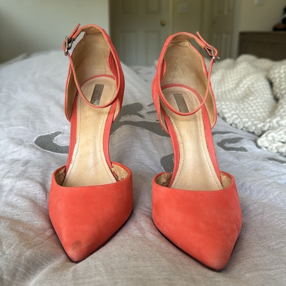 Schutz Floralite Fresh Salmon Nubuck Stiletto Heel Pumps - Picture 6 of 9